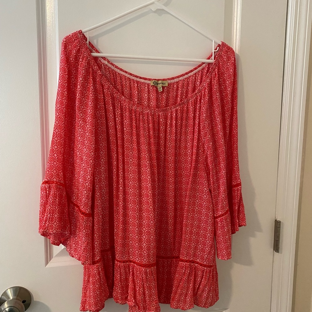 Democracy Red Flutter Sleeve Blouse